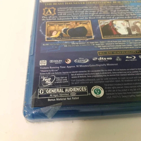 Beauty  and the Beast Blu-ray DVD 3 Disc Set Diamond Edition Sealed - Picture 10 of 13